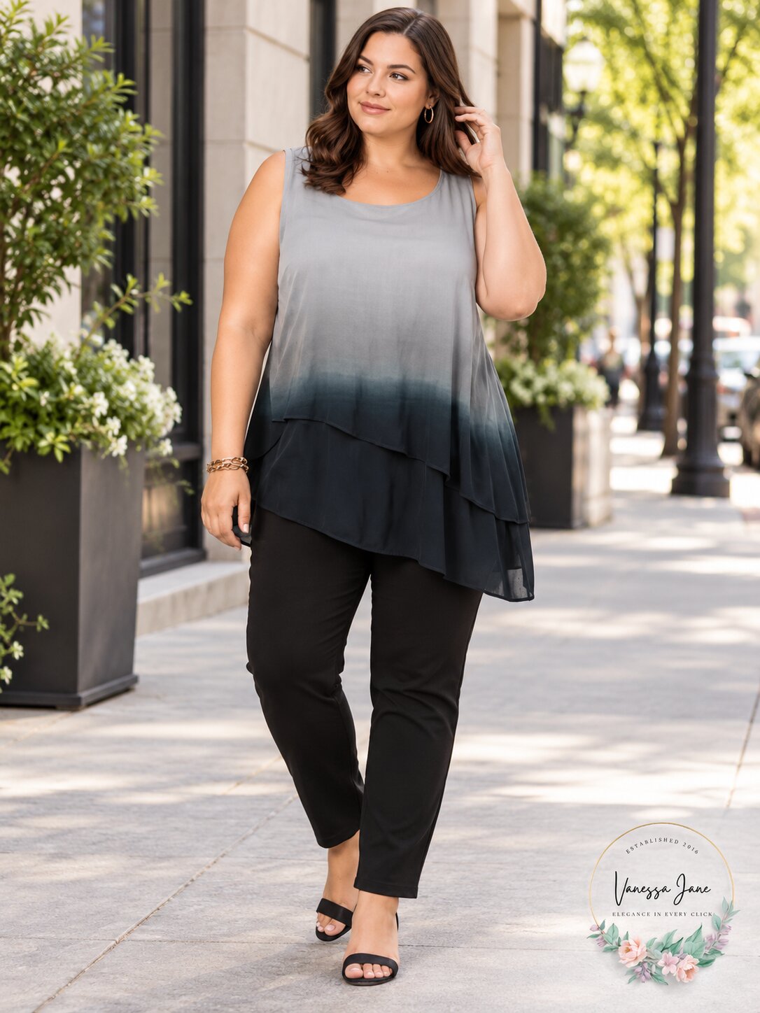 Joseph A 155603 Womens Asymmetric Dip Dye Tank Top
