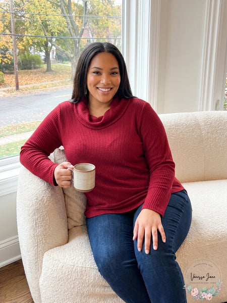 Style & Co Plus Size Waffle-Knit Cowl-Neck Top