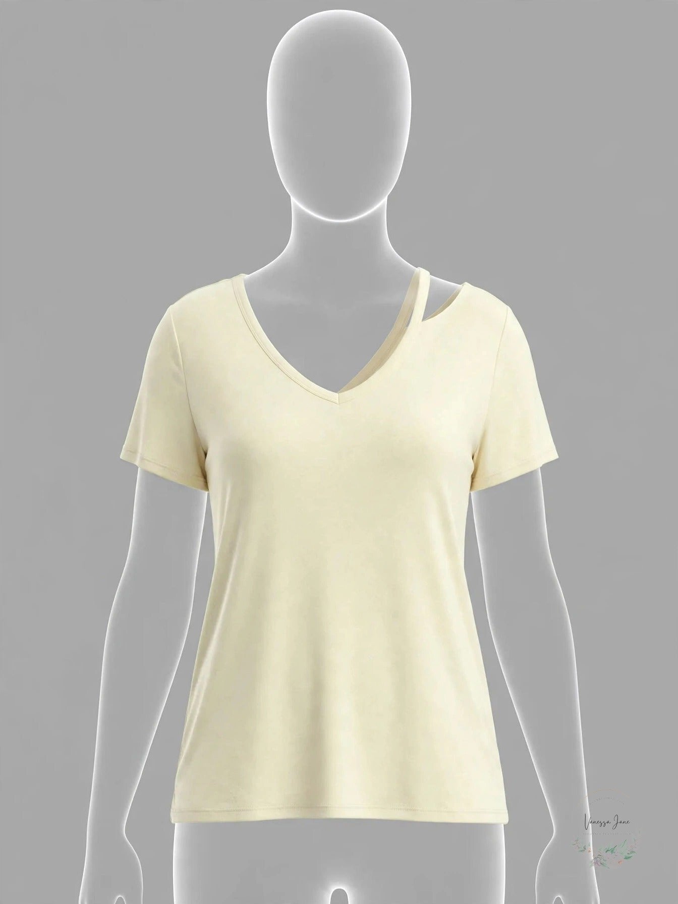 Jenni Style Not Size Short Sleeve Neckline Cutout T-Shirt