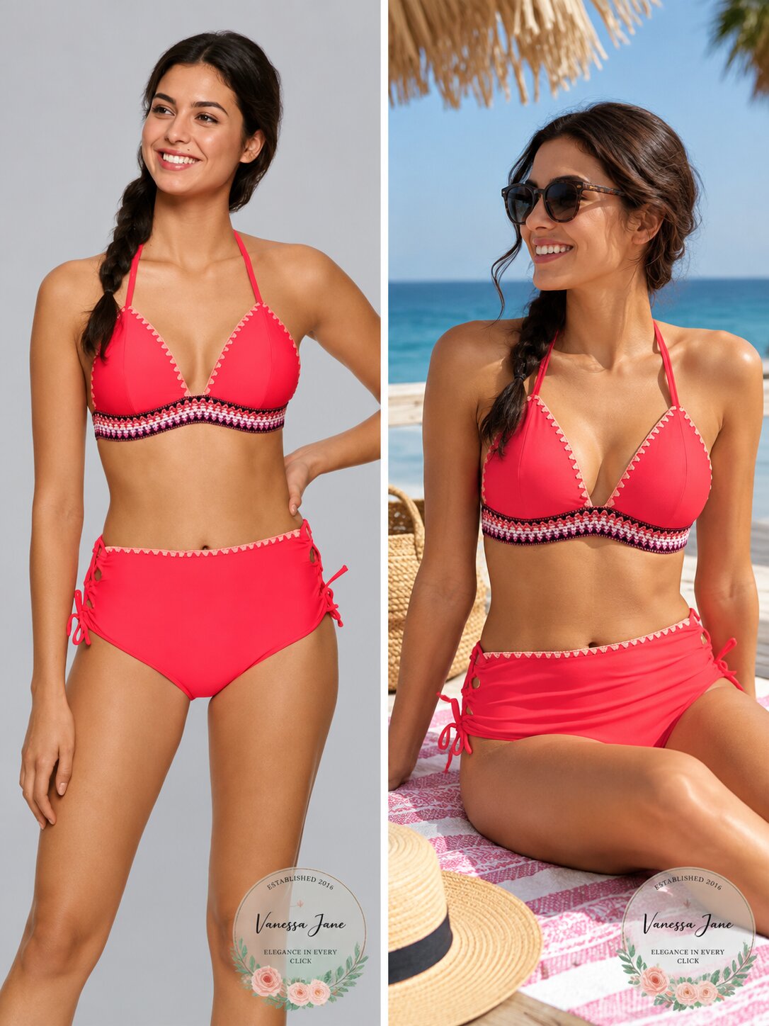 Hula Honey Cheeky High-Waist Bikini Swim Bottoms