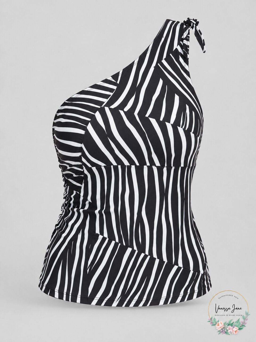 DKNY Classic One-Shoulder Tankini Swim Top