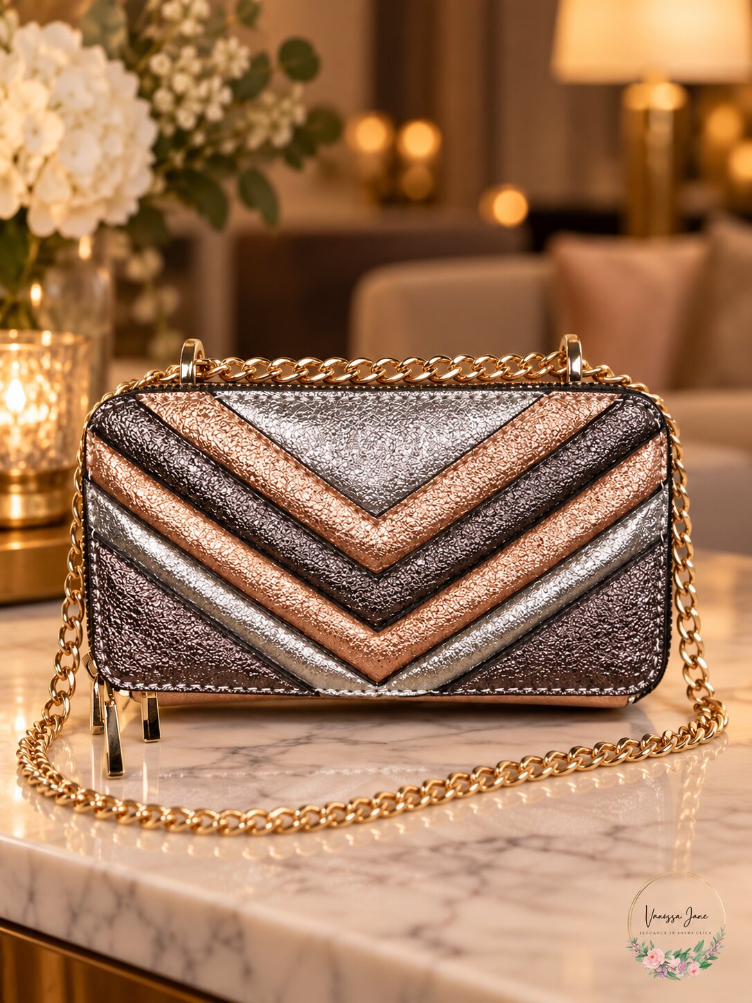 Nasty Gal Women's Metallic Crossbody Purse, Copper, Size OS