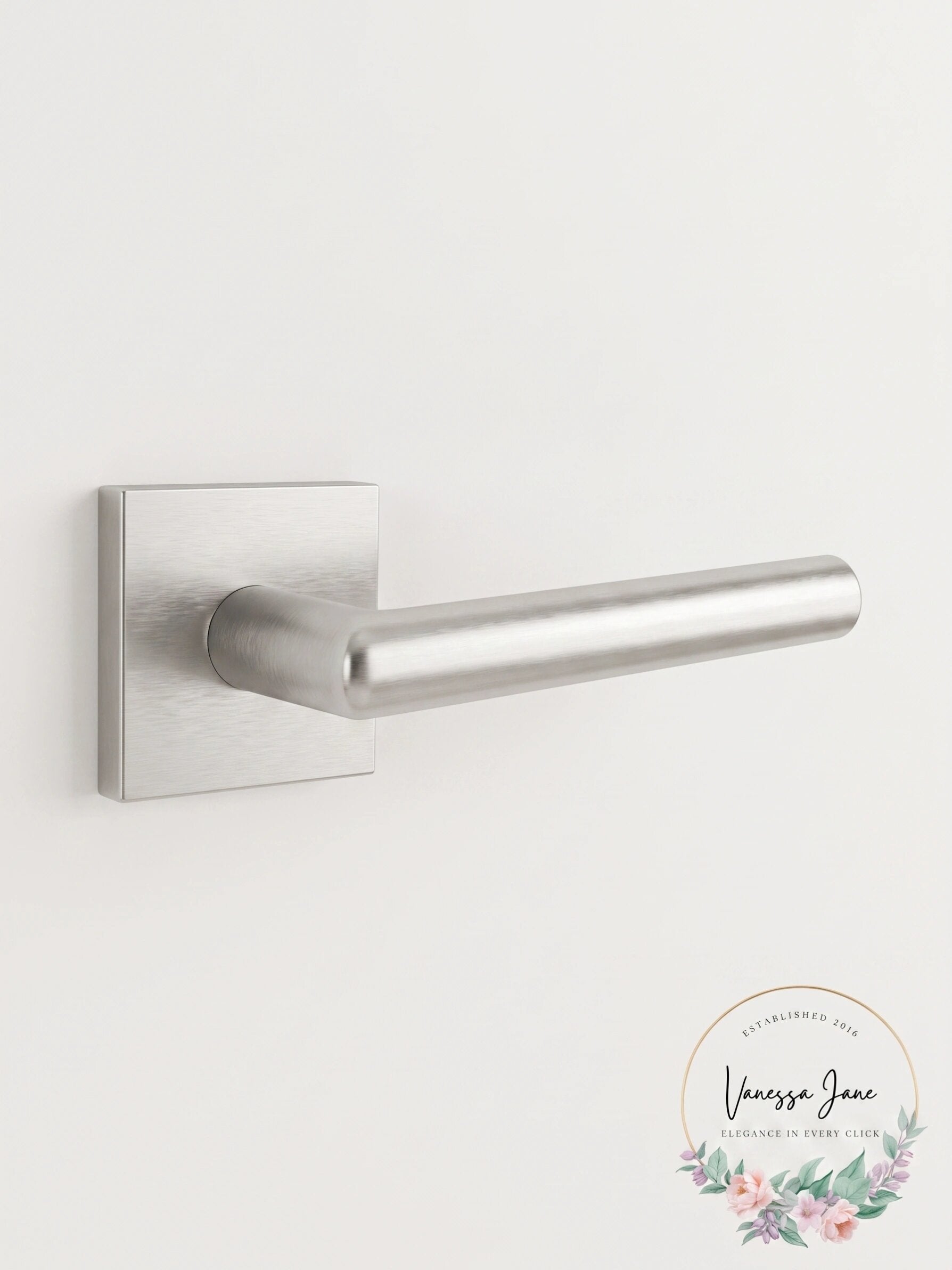 Emtek Half Dummy Brass Square Rosette with Stuttgart Lever