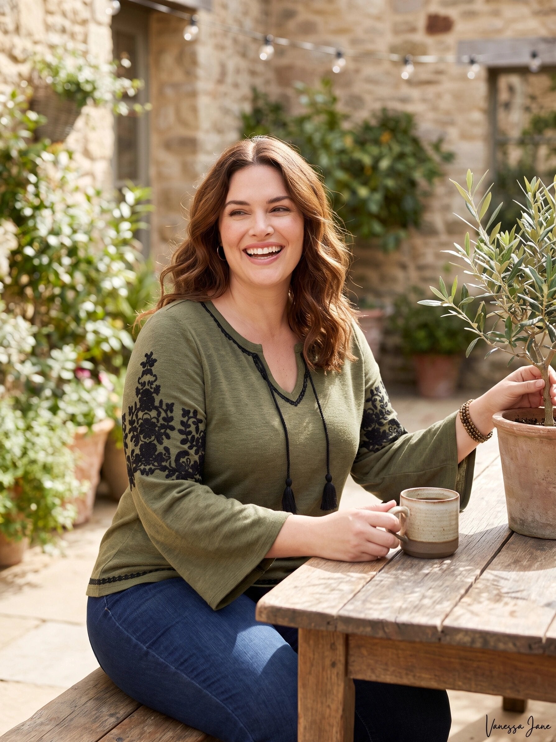 Style & Co Plus Size Embroidered Peasant Sweater, Size 3X