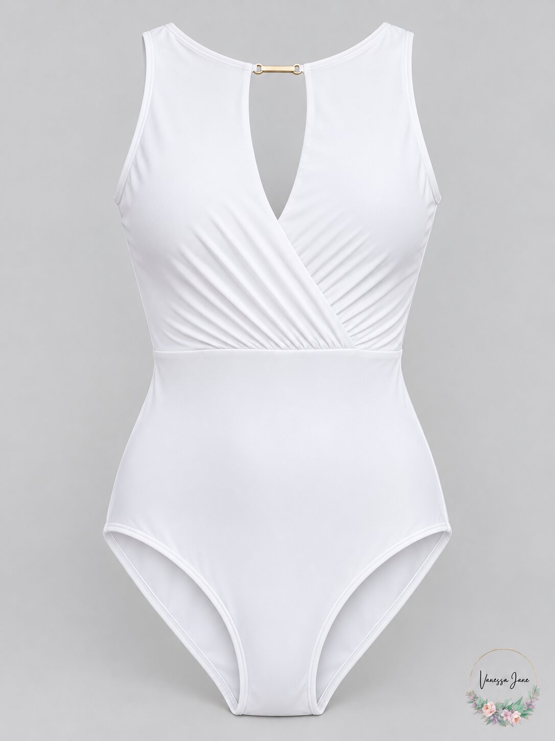 Calvin Klein Womens Tummy Control Keyhole Removable Cups High Neck One Piece
