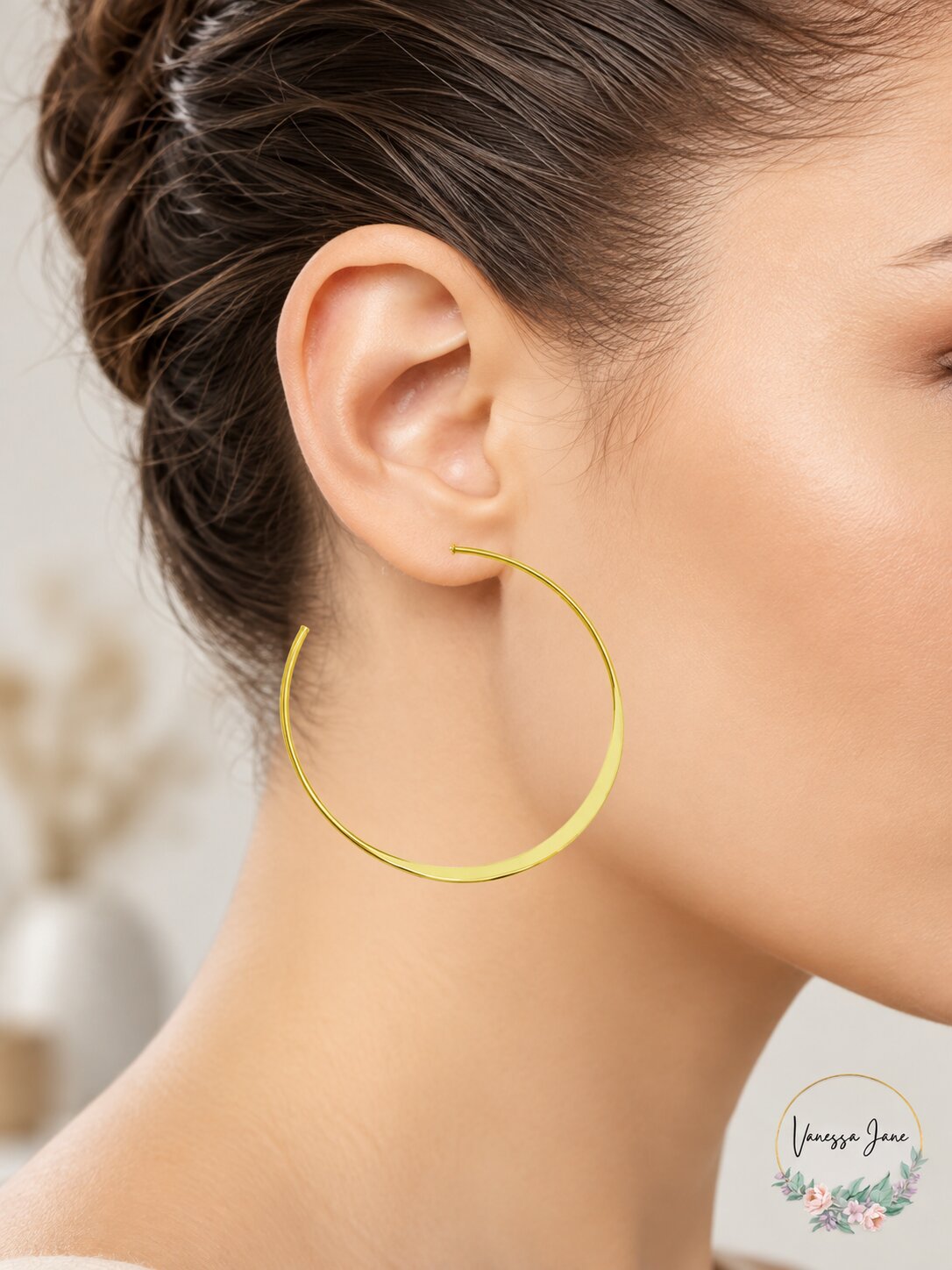 And Now This Silver Plated Flattened C-Hoop Earrings