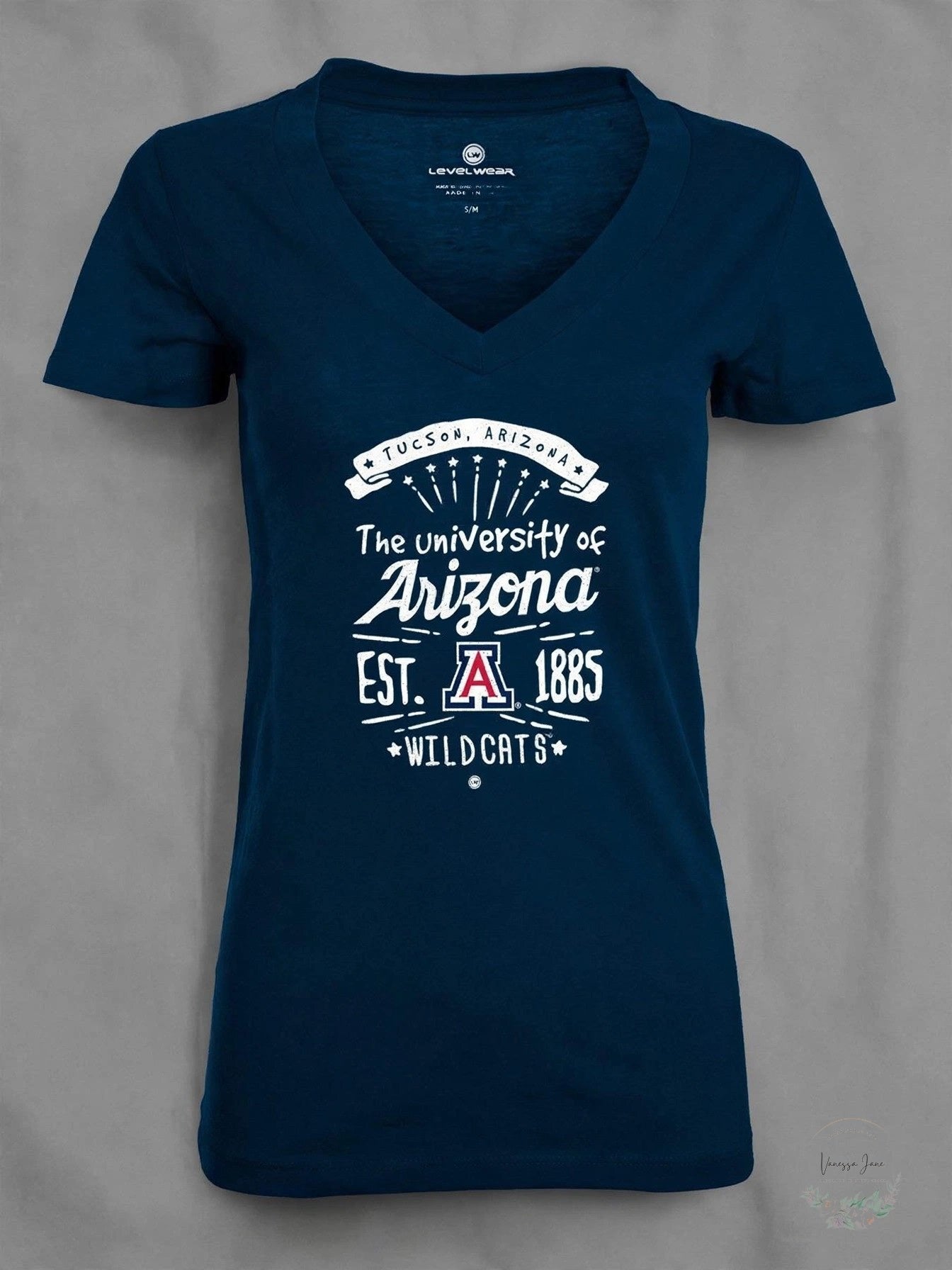 Levelwear NCAA Arizona Wildcats Women Anthem Entice V-Neck T-Shirt, Size Large