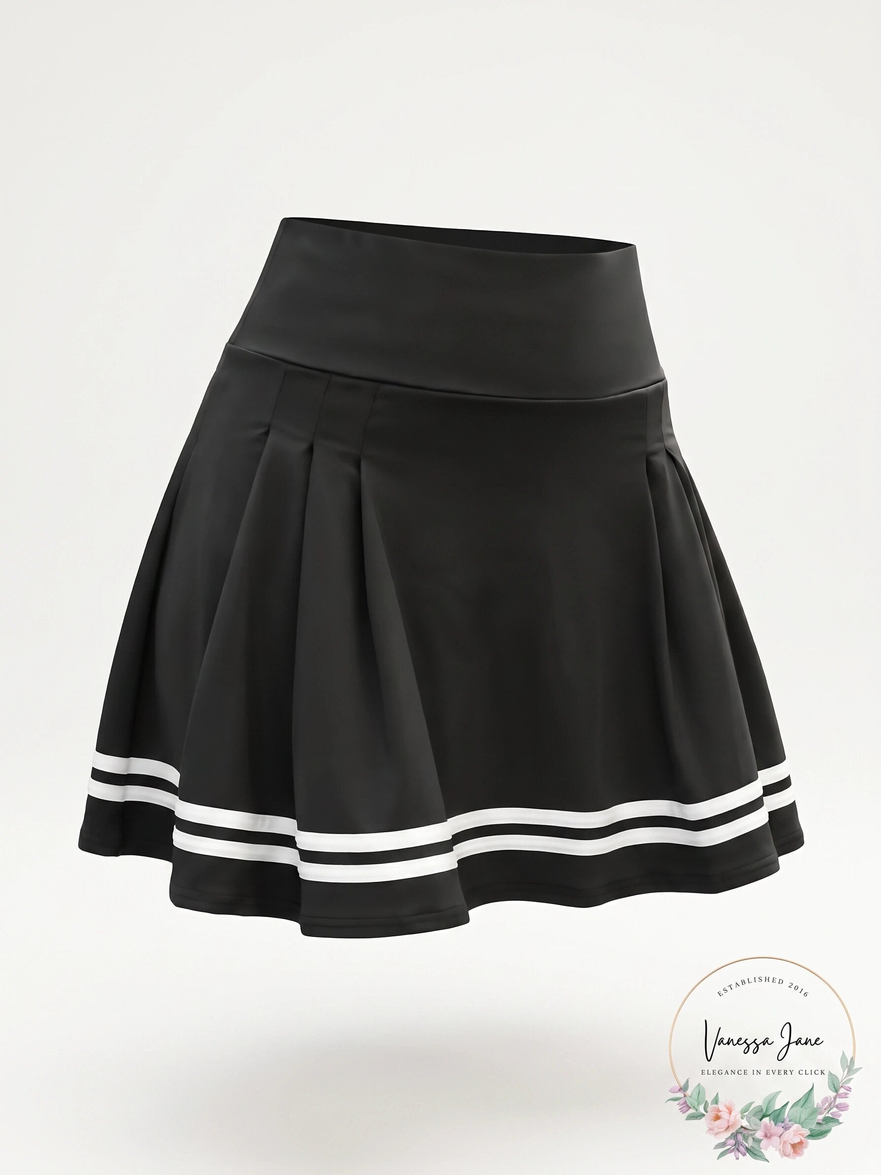 Vanessa Jane Striped Print Pleated Tennis Skirt Skort , Size Medium