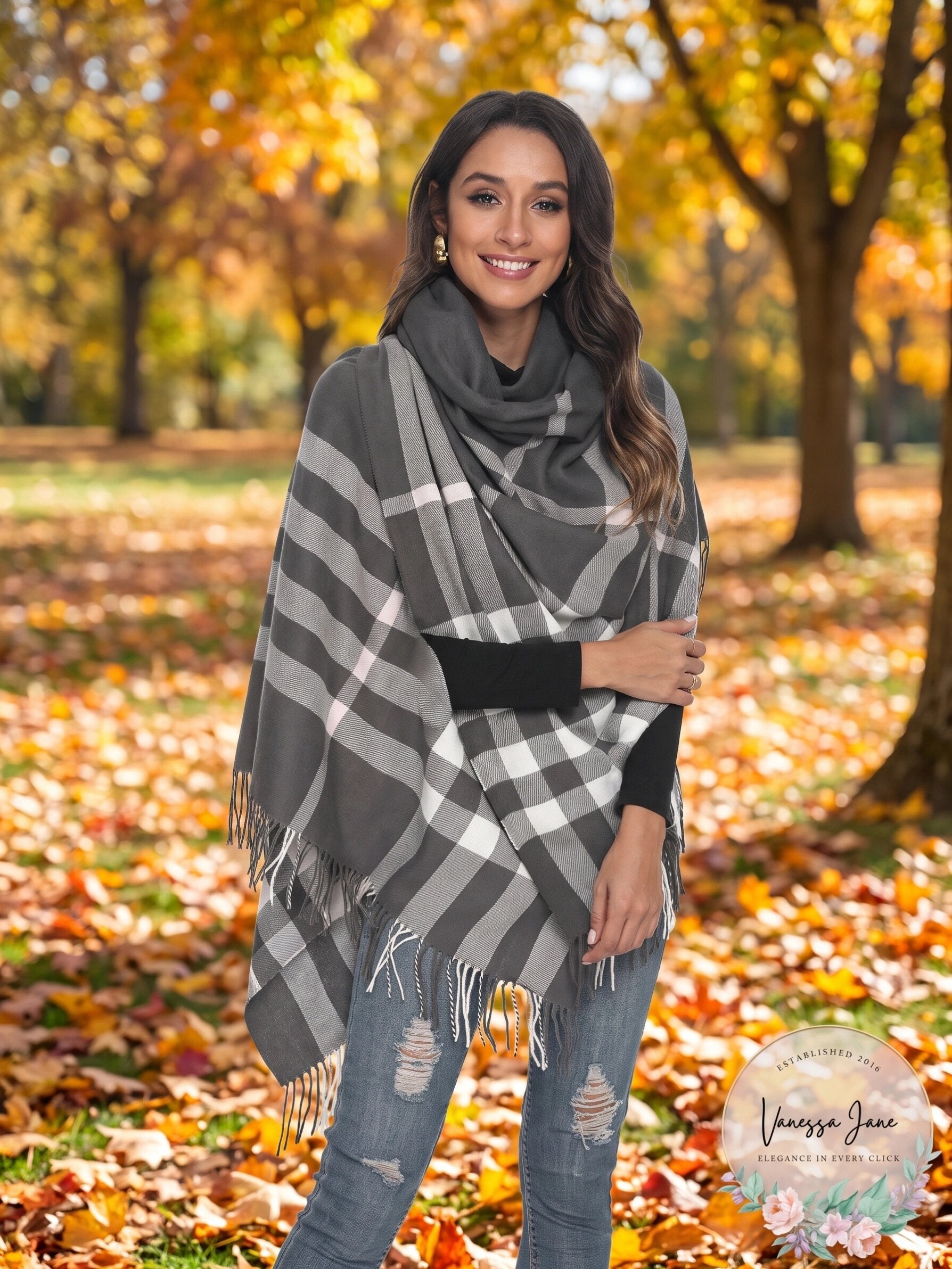 Viamulion Women’s Elegant Warm Plaid Winter Scarf