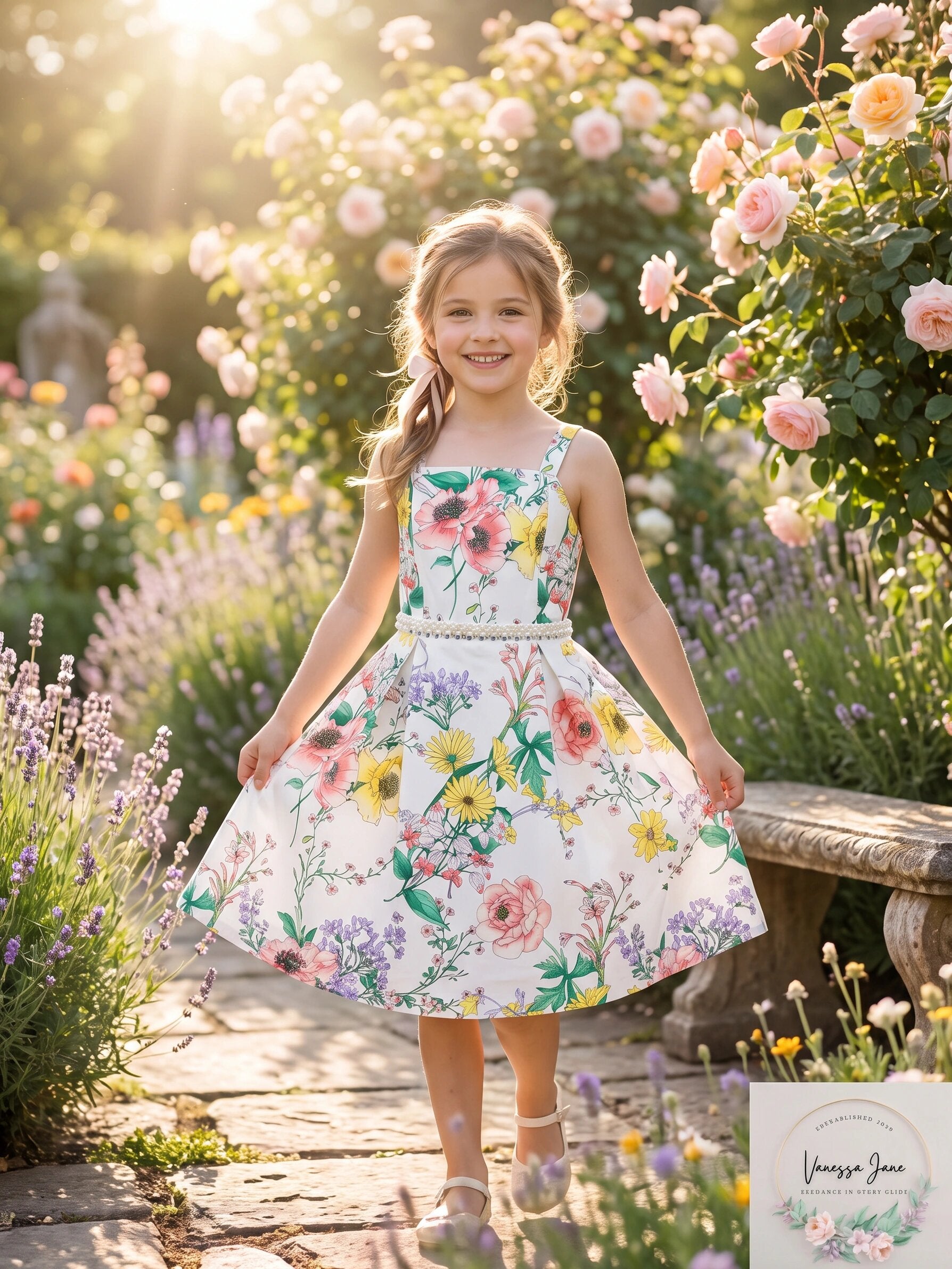 Monteau Big Girls Embellished Floral-Print Dress