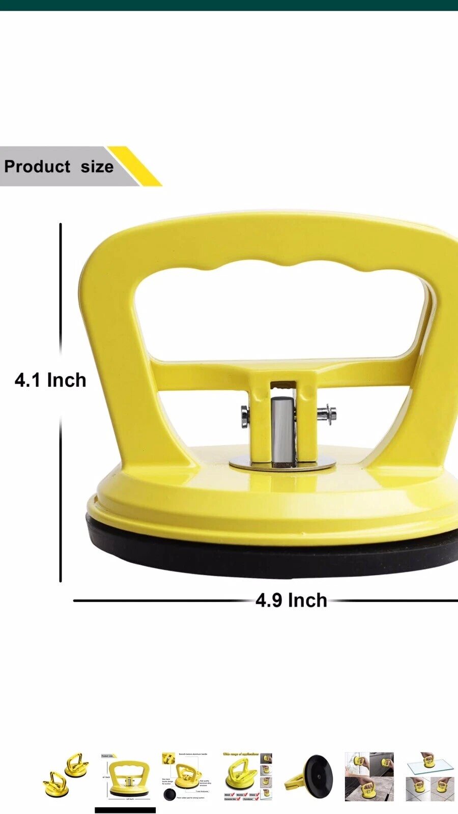 2-Pack FCHO Heavy-Duty Aluminum Glass Suction Cup Vacuum Plate Puller Handles