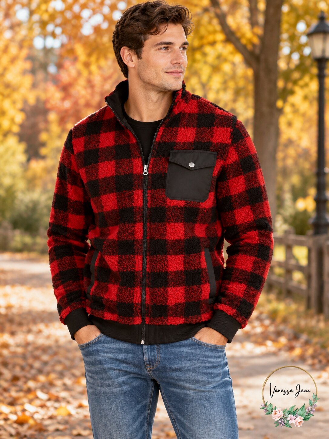 Club Room Mens Full-Zip Plaid Sherpa Jacket, Size Small