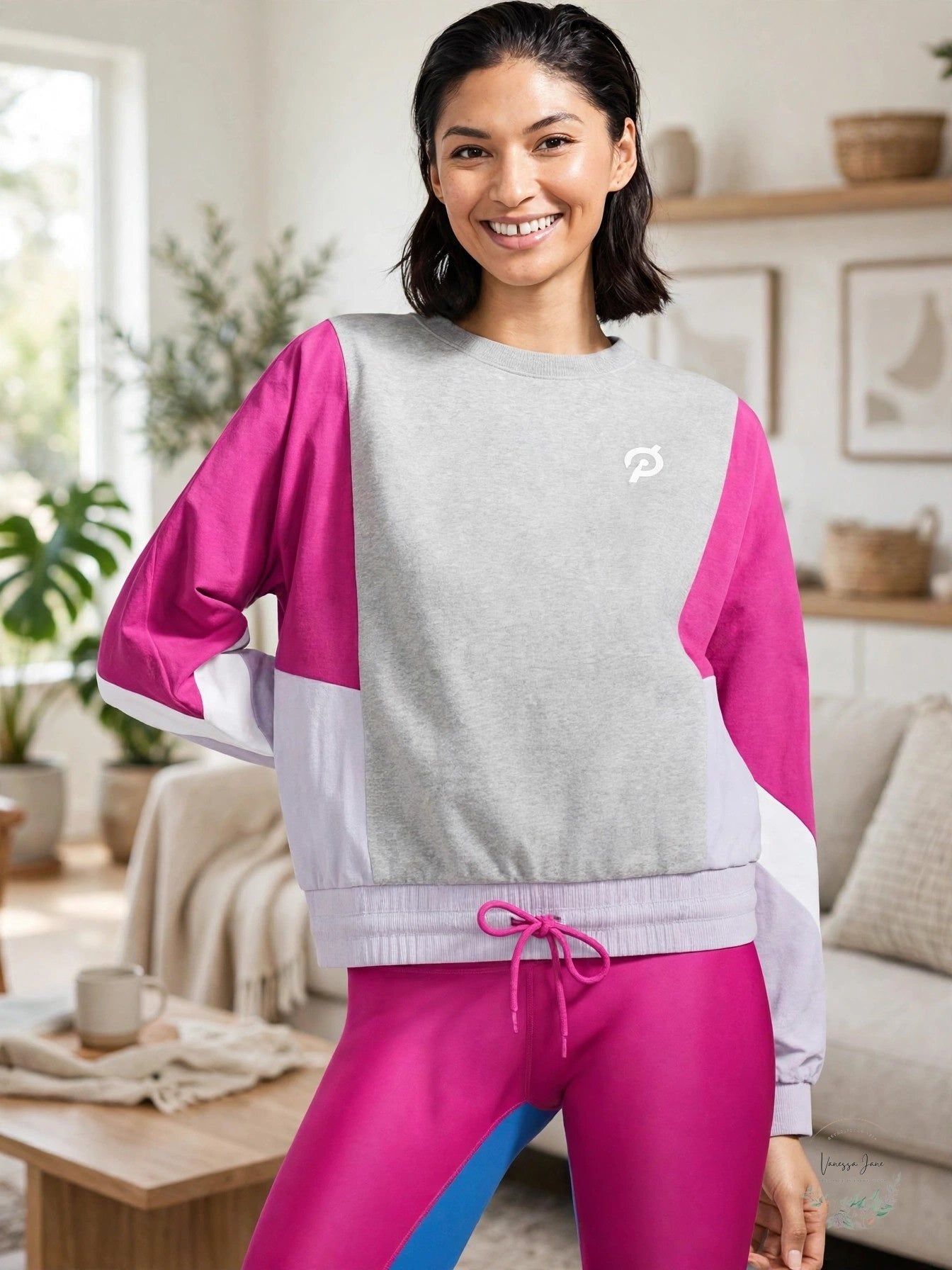 Peloton Chic Fabric Mix Pullover, Size Medium