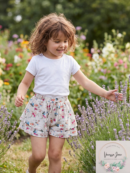 Monteau Big Girls Tiered Faux Tie Front Printed Short