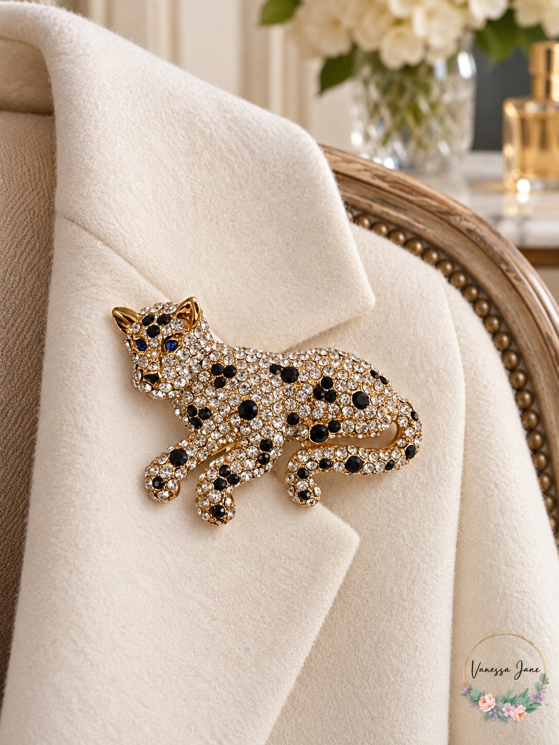 Charter Club Gold-Tone Crystal leopard Pin