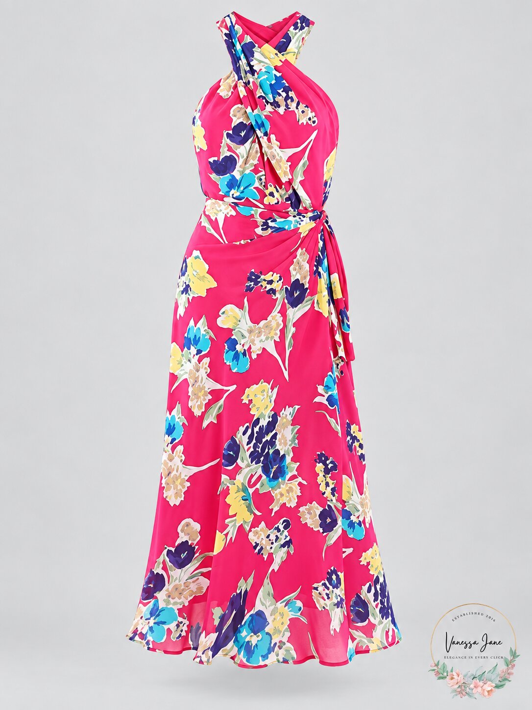 Lauren Ralph Lauren Womens Floral Halter Maxi Dress