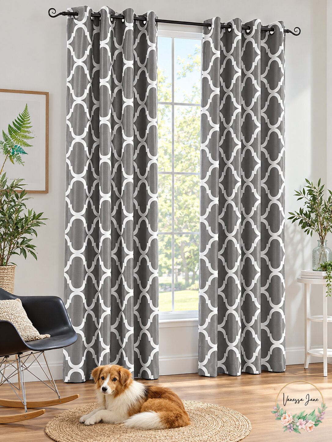 Melodieux Moroccan Fashion Room Darkening Blackout Grommet Top Curtains 50x60