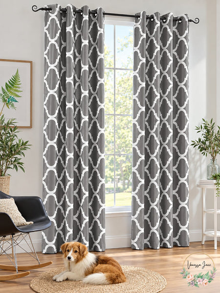 Melodieux Moroccan Fashion Room Darkening Blackout Grommet Top Curtains 50x60