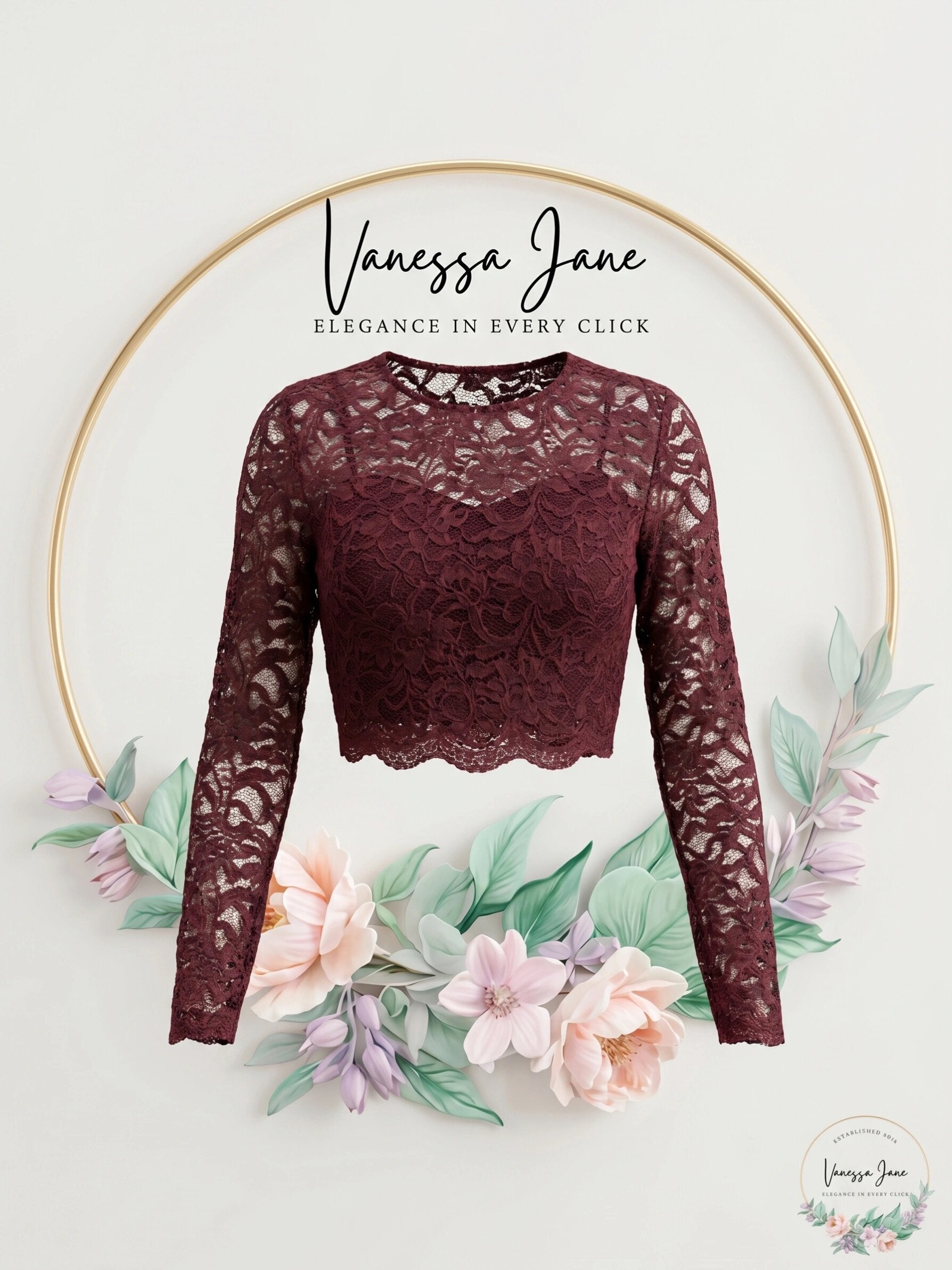 City Studios Juniors Long Sleeve Wine Lace Top  Size 1