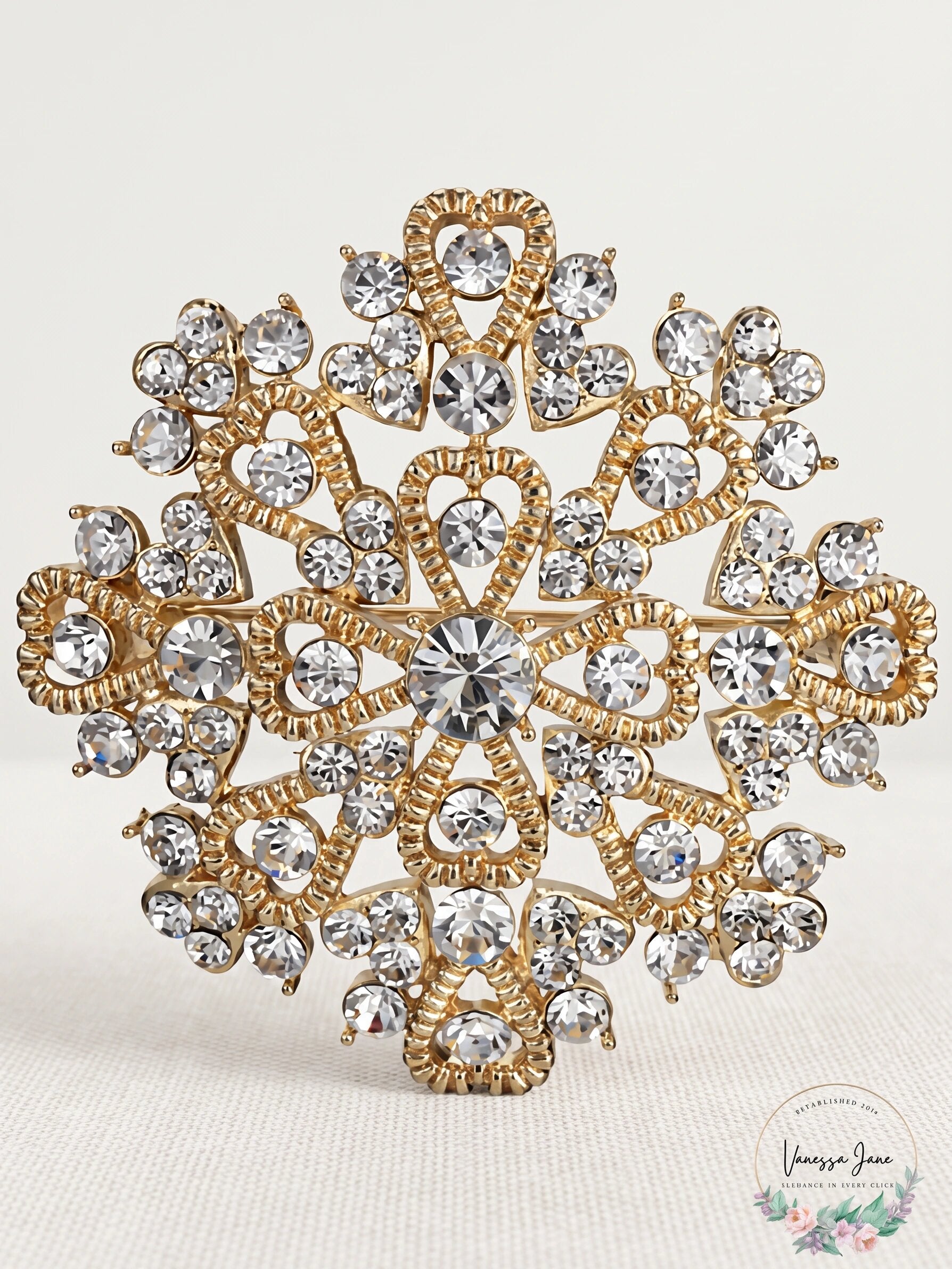 Charter Club Gold-Tone Crystal Heart Cluster Pin