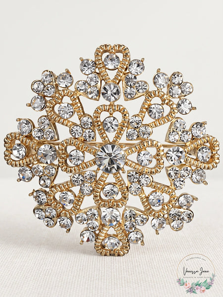 Charter Club Gold-Tone Crystal Heart Cluster Pin
