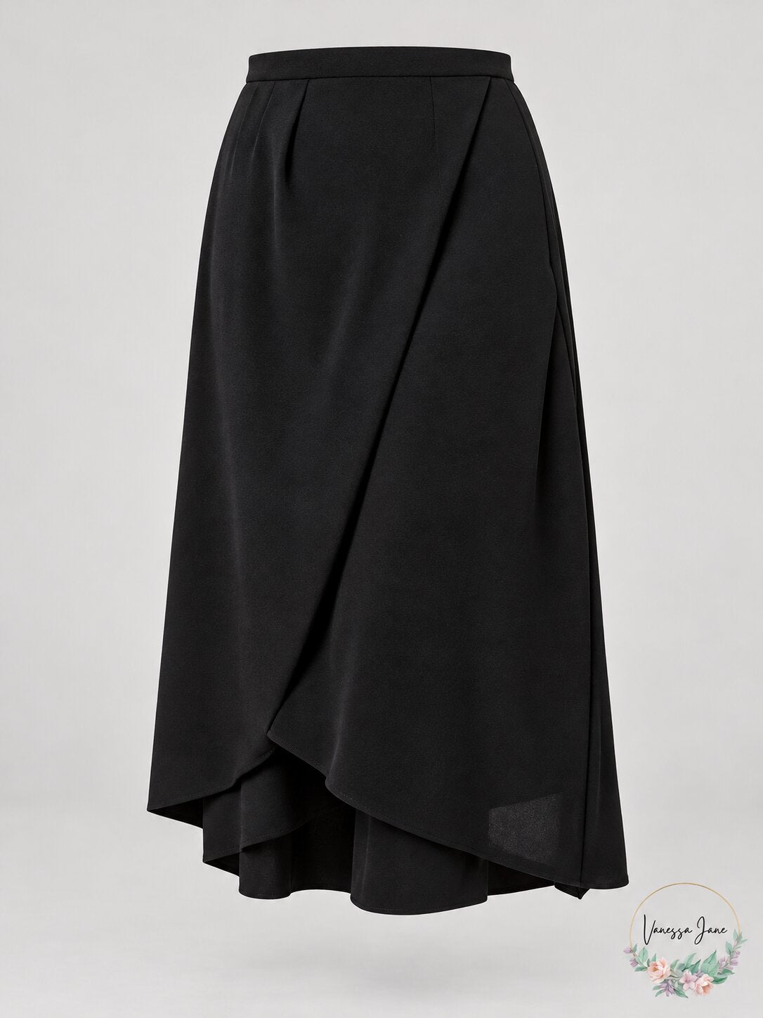 Alfani Faux-Wrap Skirt - Deep Black, Size 6