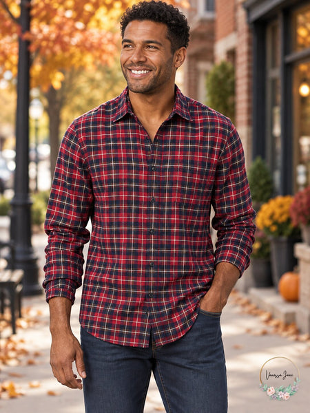 American Rag Mens Plaid Flannel Shirt Red Dhalia, Size 2XL
