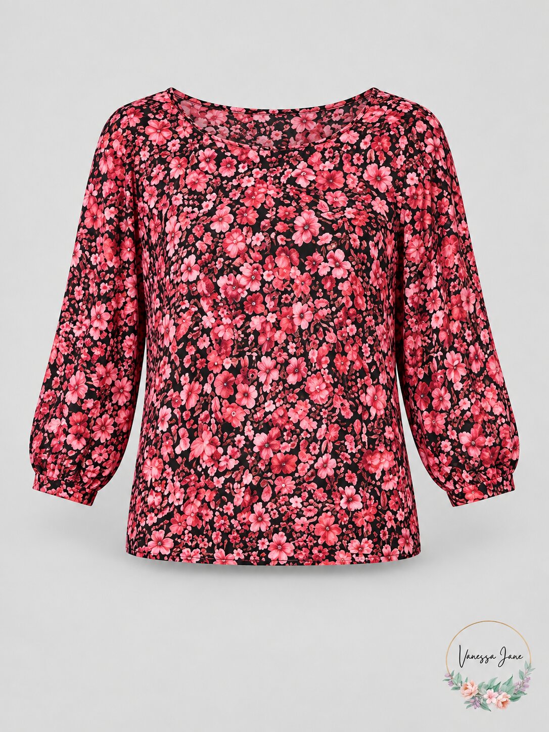 Vince Camuto Floral-Print Smocked Peasant Top