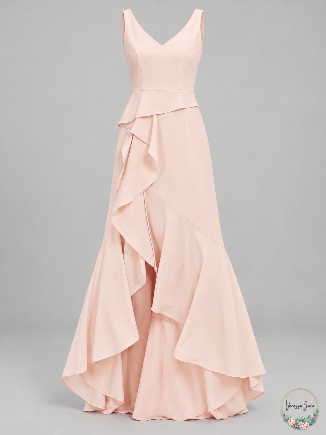 Adrianna Papell Crepe Cascade Gown