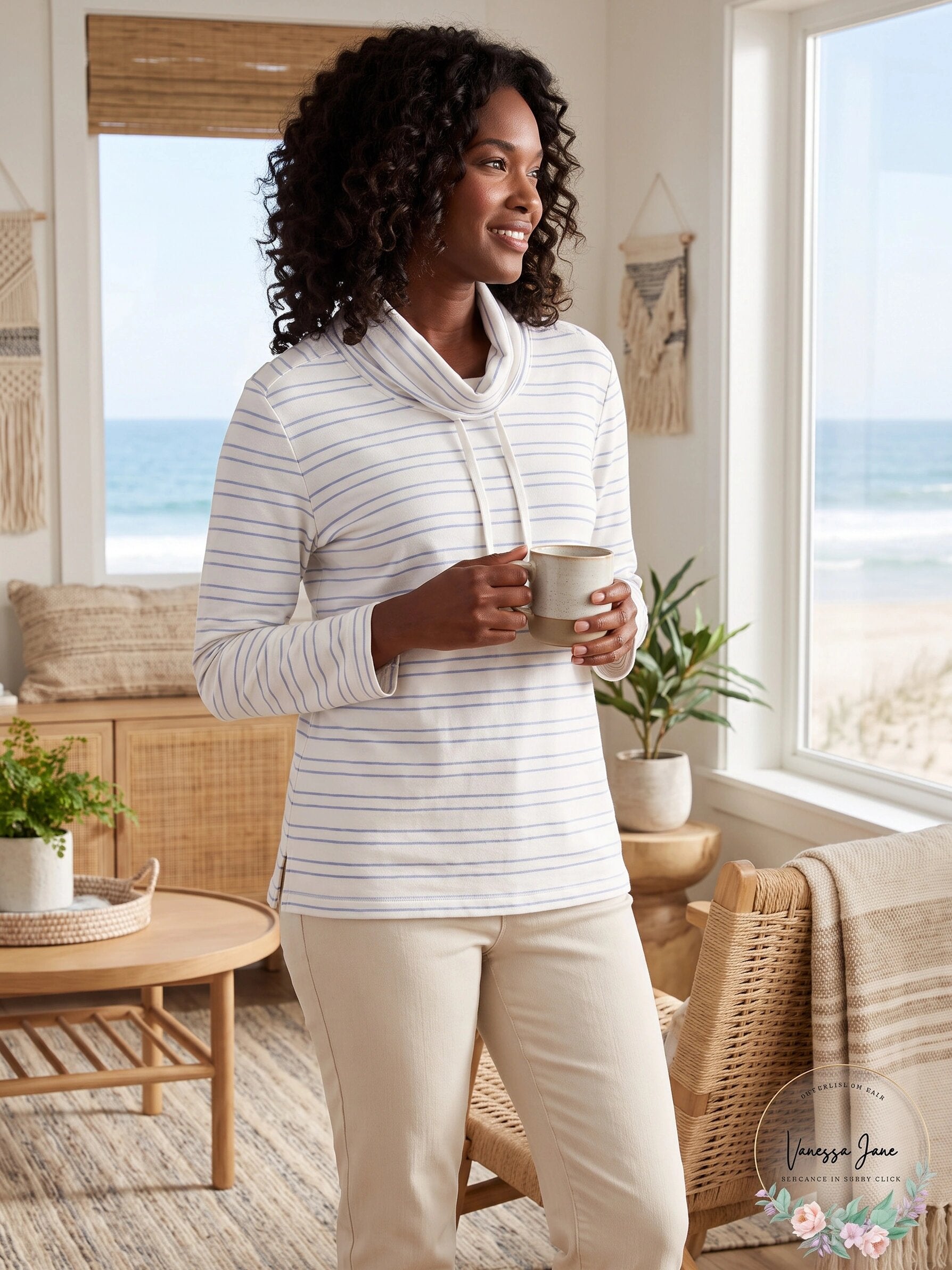Karen Scott Womens Petite Funnel-neck Sweatshirt, Size PXL