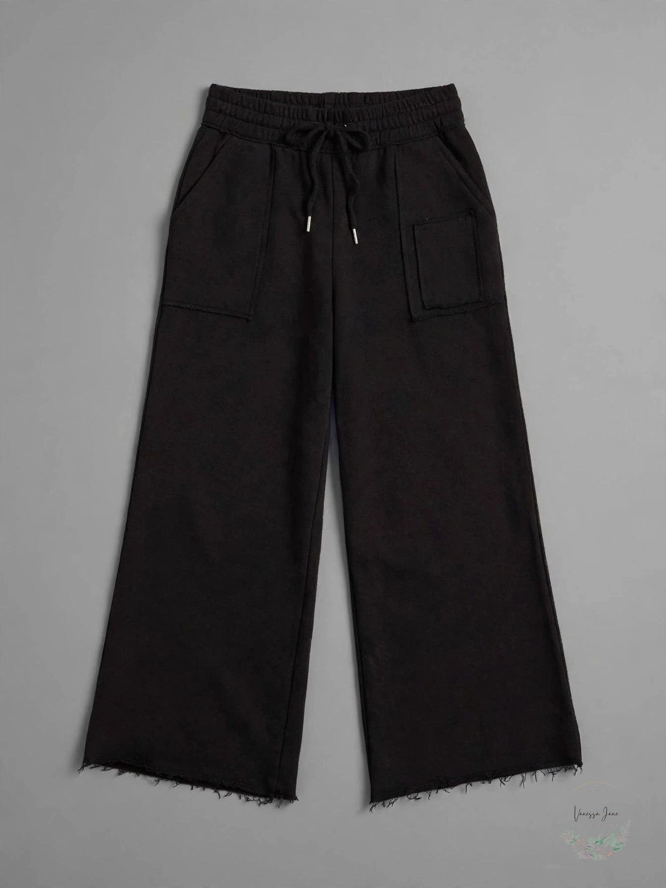 Ideology Womens Black Cropped Wide-Leg Sweatpants