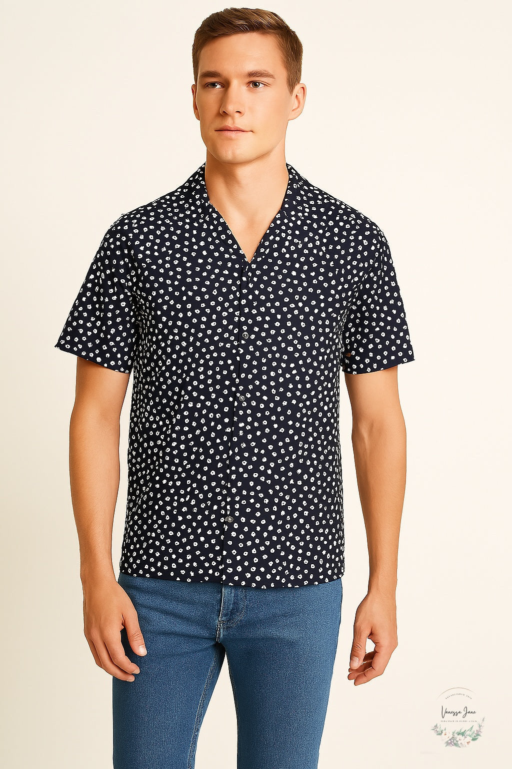 The Mens Store at Bloomingdales Short Sleeve Dot Print Camp Shirt, Size XL