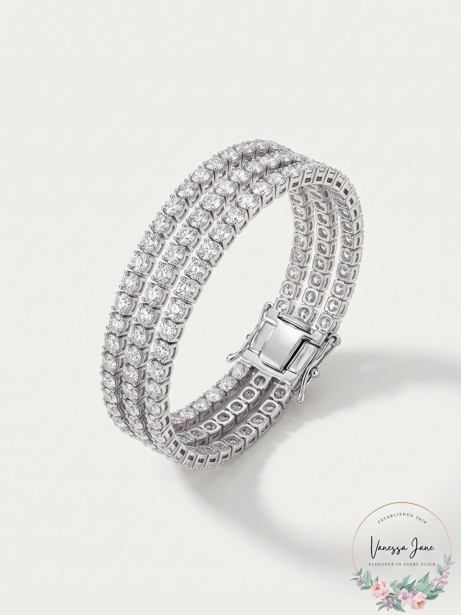 Rh Macy Cubic Zirconia Multi-Row Statement Bracelet in Sterling Silver