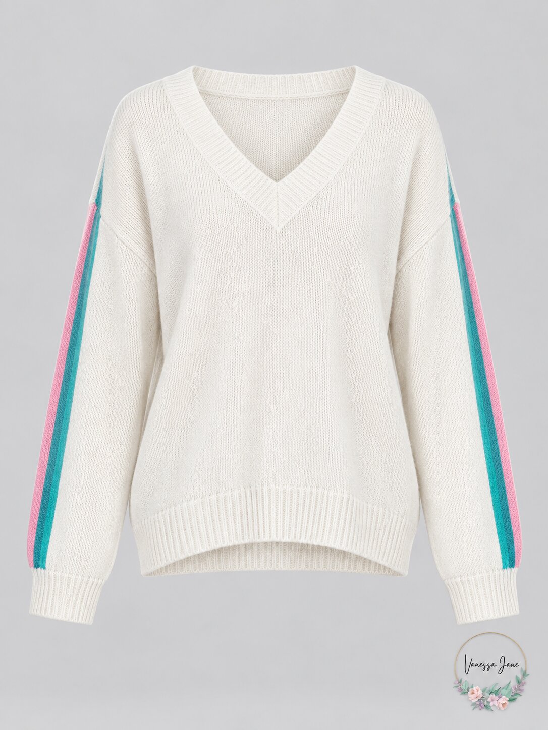 Ultra Flirt Juniors Varsity-Stripe V-Neck Sweater