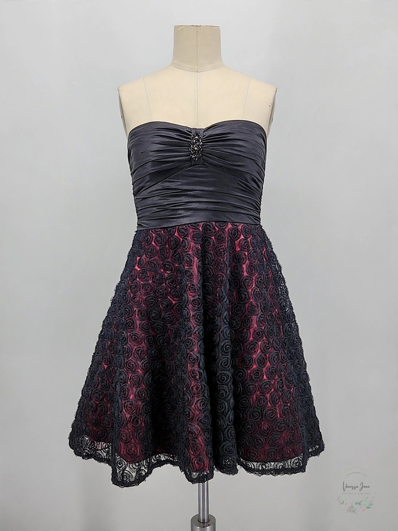 City Studios Juniors Strapless Lace A-Line Dress, Size 9