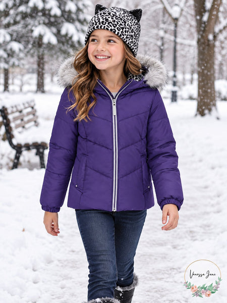 Weathertamer Big Girls Puffer Coat With Hat, Size S