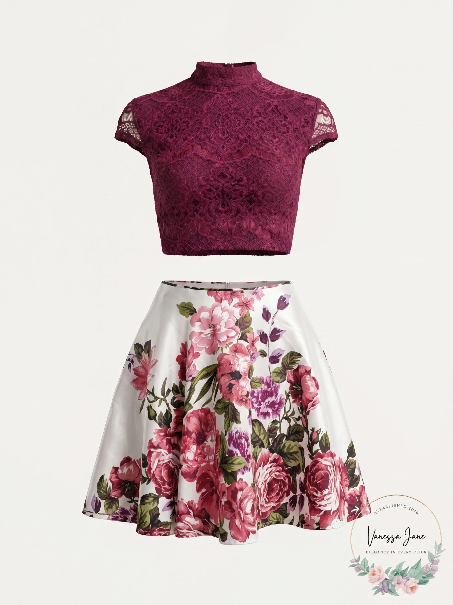 City Studios Juniors Fit and Flare Floral 2-Piece Dress