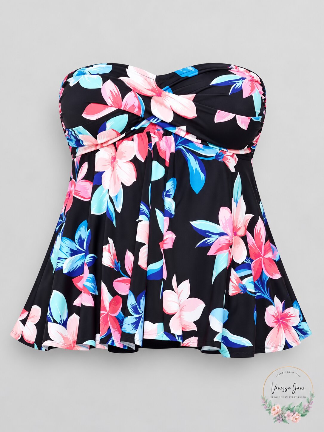 Swim Solutions Flyaway Sweetheart Twist Front Tankini Swim Top, Size 14