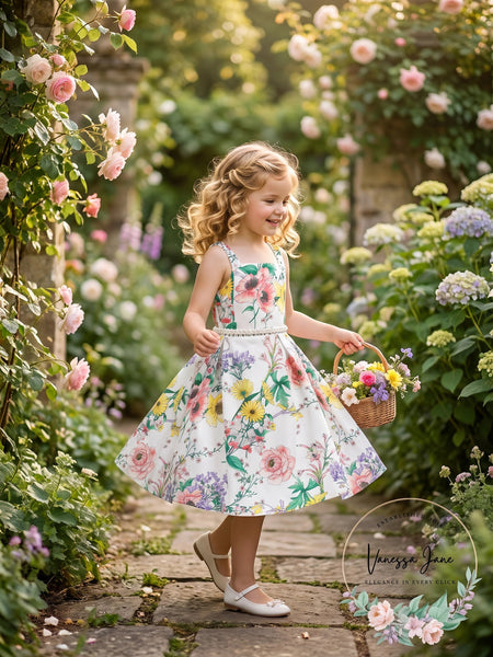 Monteau Big Girls Embellished Floral-Print Dress