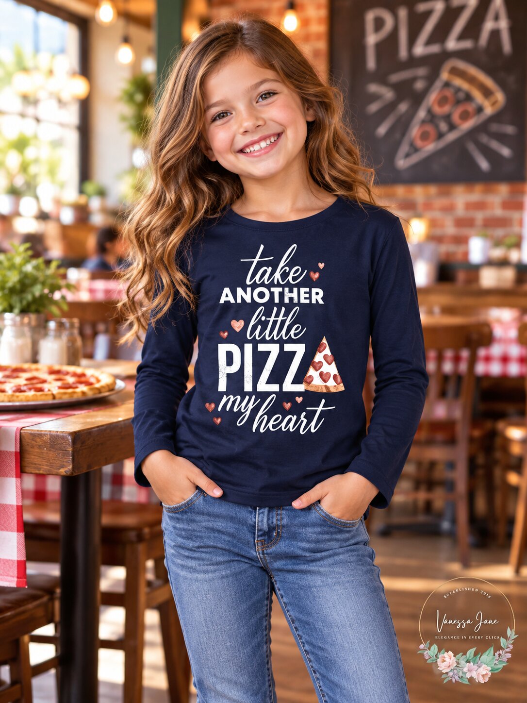Epic Threads Big Girls Pizza My Heart Graphic T-Shirt, Size Medium