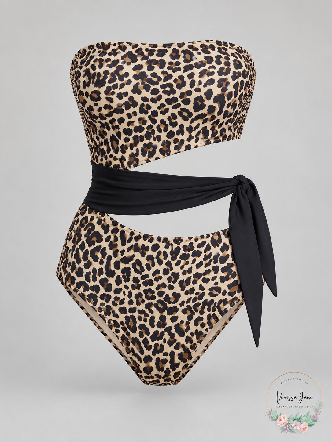 DKNY Suntan Printed Cut-Out Bandeau One-Piece Swimsuit, Us 14