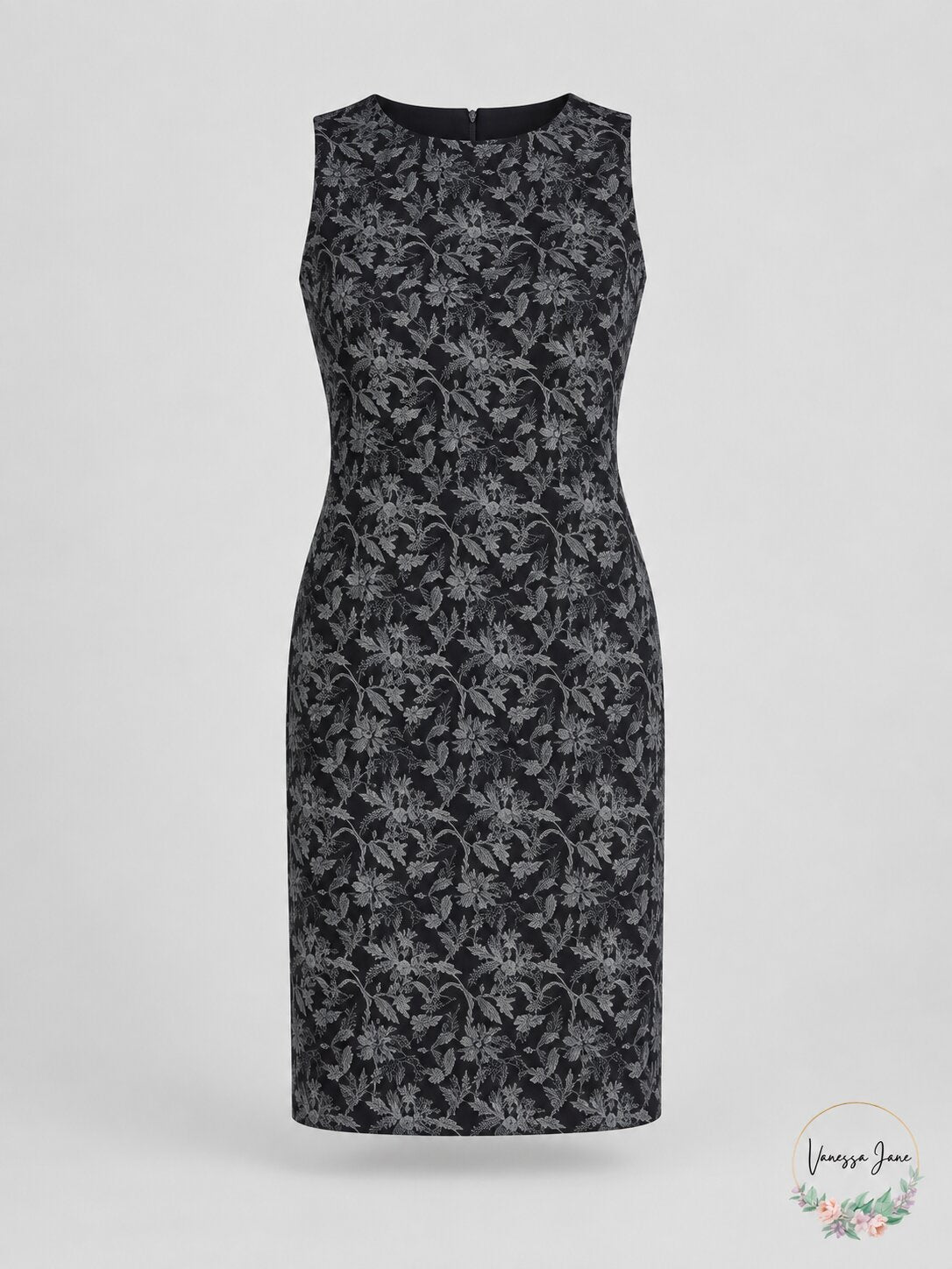 Lauren Ralph Lauren Embroidered Sleeveless Dress – Navy Blue/Silver, Size 4