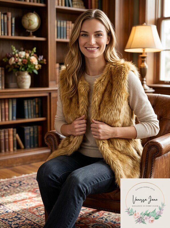 I.n.c. International Concepts Knit & Faux Fur Vest Natural Size S/M