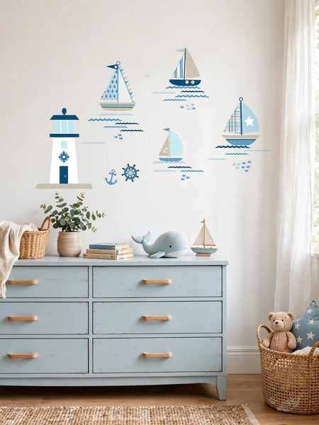 WallPops Ships Ahoy Wall Art Kit 91 Pieces