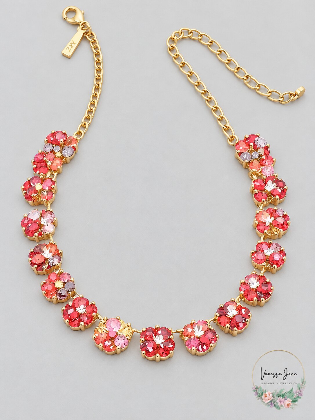 Inc Gold-Tone Pave Flower Strand Necklace, 17 + 3 Extender