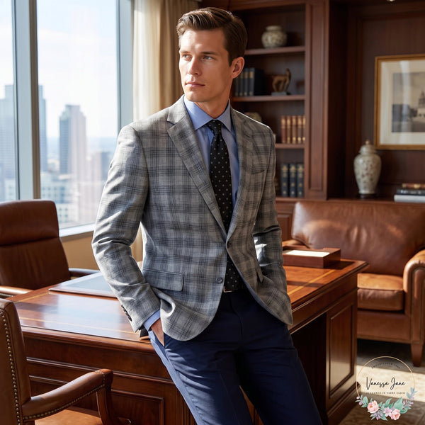 Lauren Ralph Lauren Mens Lexington Wool Blend Window Pane Two-Button Blazer 40R