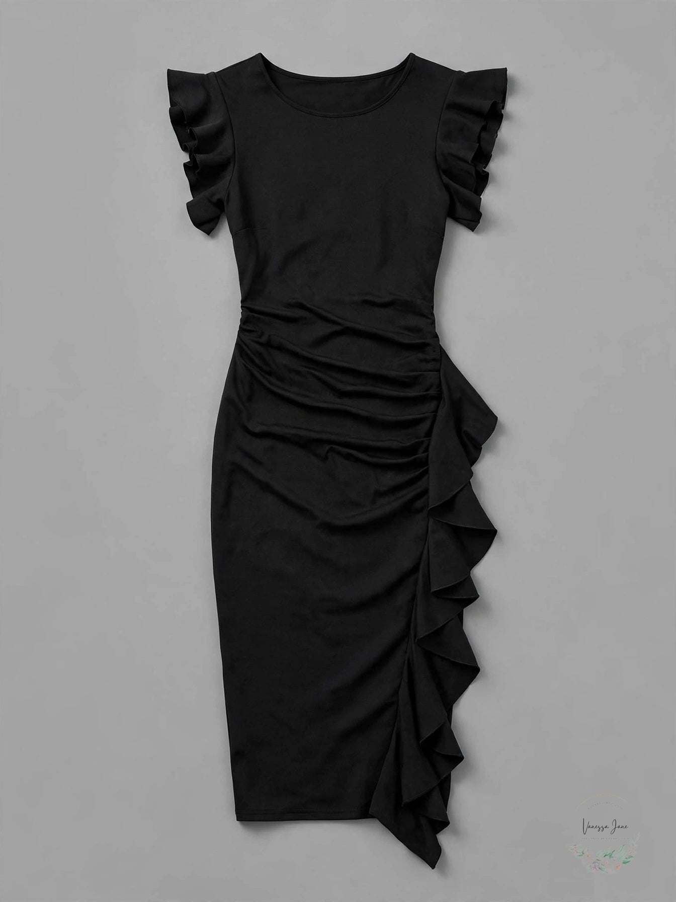 Miusol Women's Business Retro Ruffles Slim Cocktail Pencil Dress, Size XL