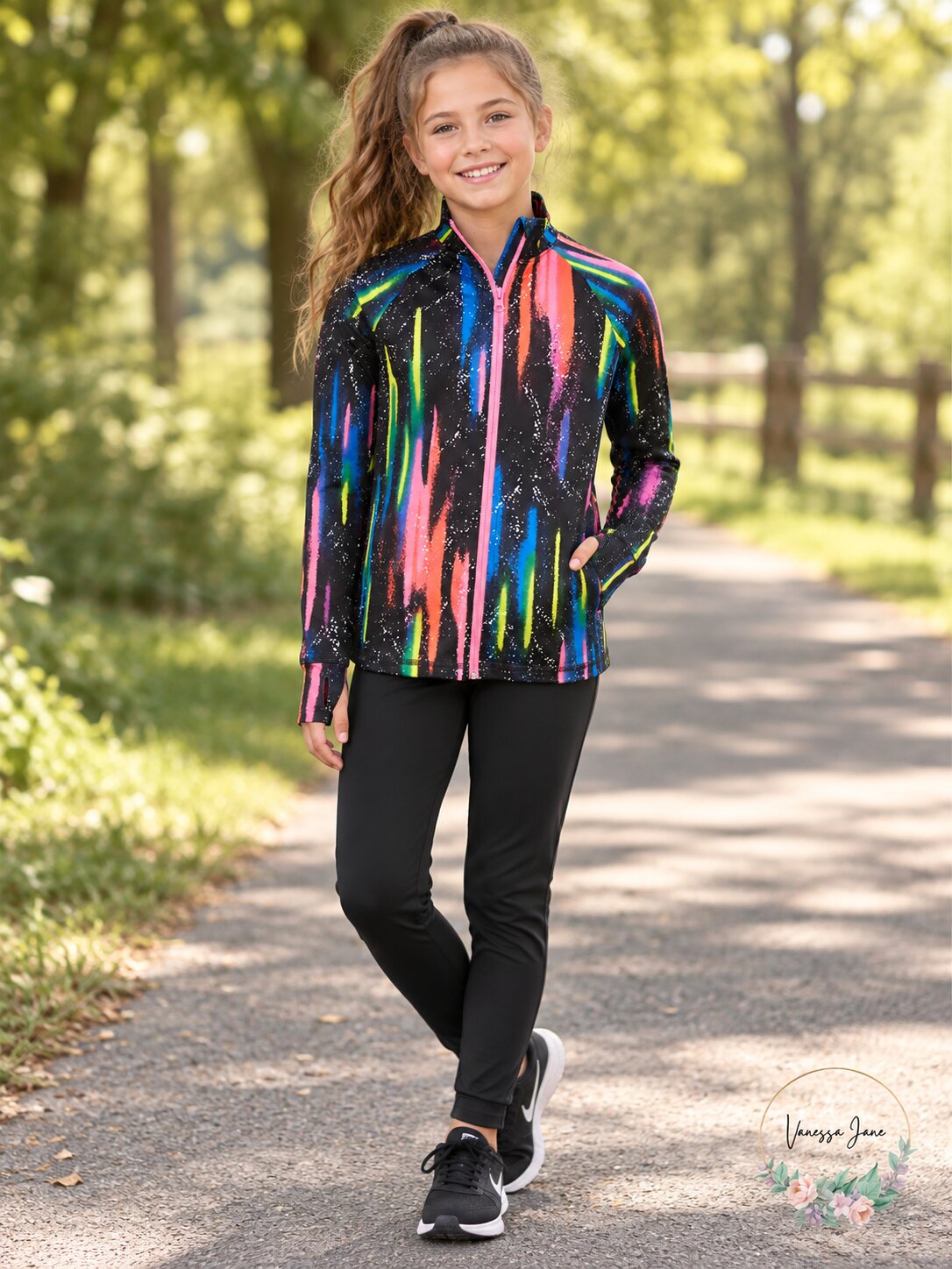 Id Ideology Big Girls Printed Zipper Jacket, Size Medium