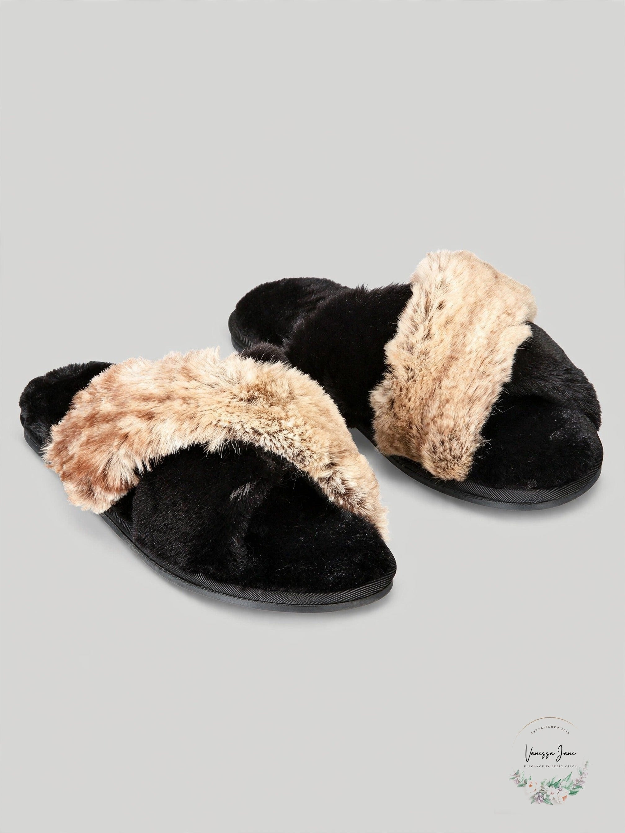 I.n.c. Faux-Fur Cross Band Slippers