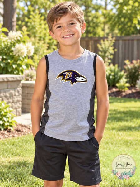 NFL Baltimore Ravens Youth Boys Fan Gear Gray Tank Top Shirt, Medium
